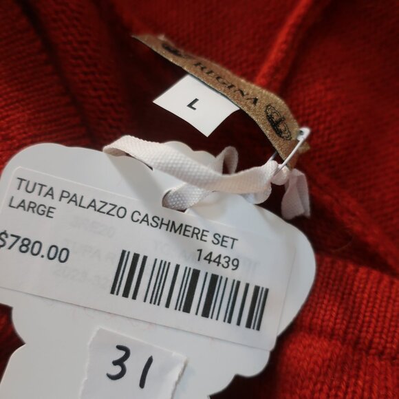 NWT Womens Regina Brick Red Cashmere 2 Pc Set Palazzo Pants Cowl Neck Sweater L - Picture 14 of 15